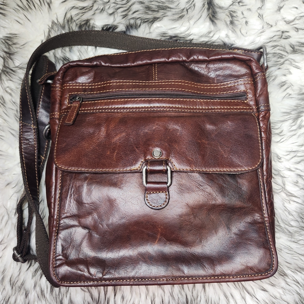 Jack Georges Sophisticated Leather Crossbody Bag in Rich Brown